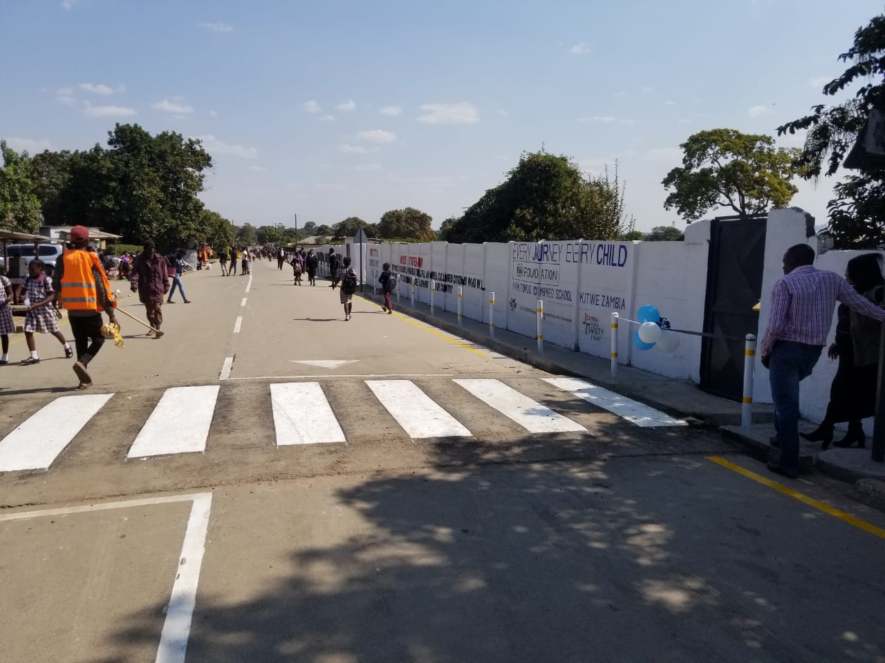 School-route safety improvements outside a school in Lusaka