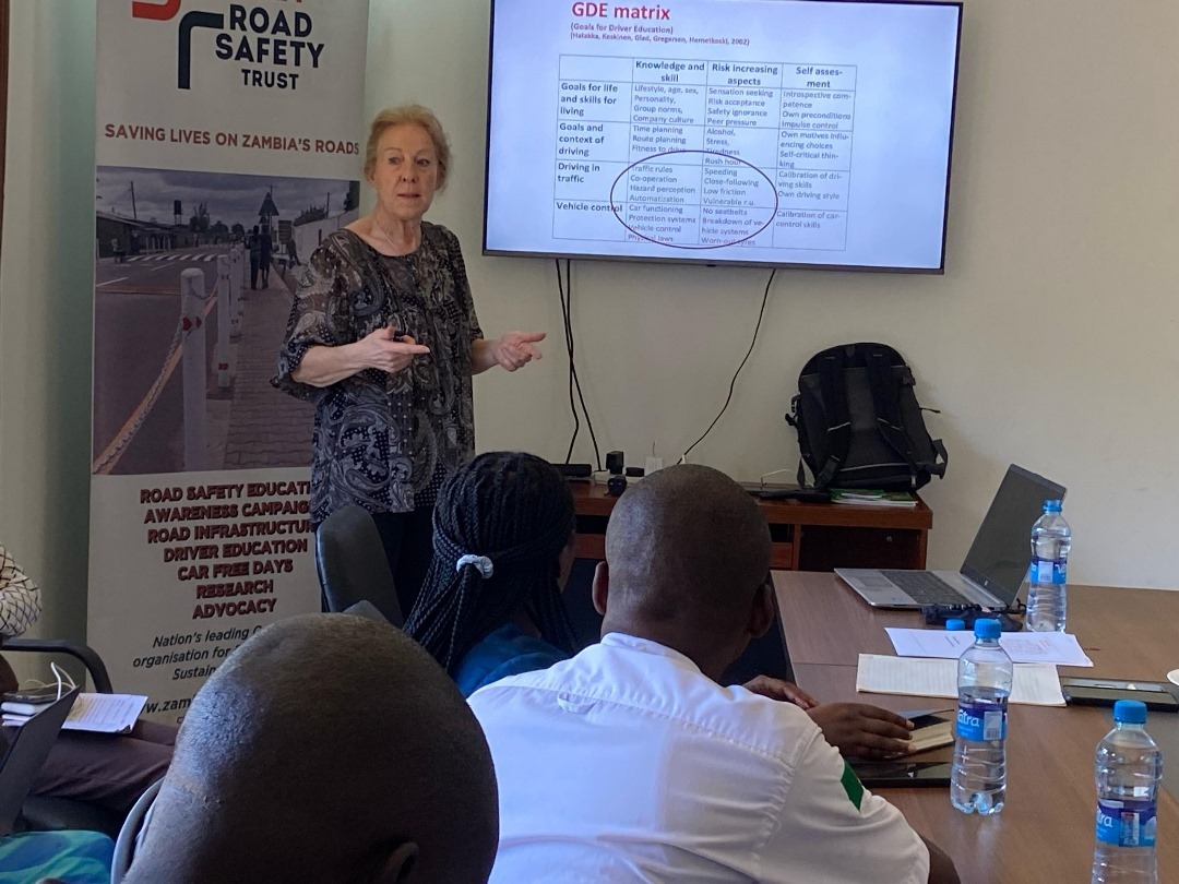 Participants attending a road safety training workshop at the Zambia Road Safety Trust office in Lusaka